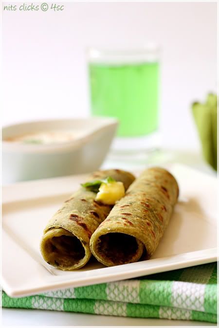 Peas and mint paratha2