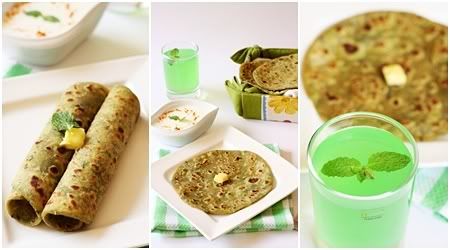 Peas and mint paratha