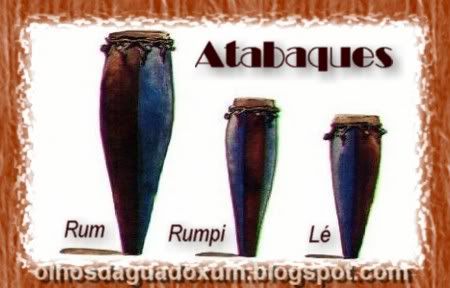 Instrumentos usados no candomble - Atabaques (Rum, Rumpi e Le)