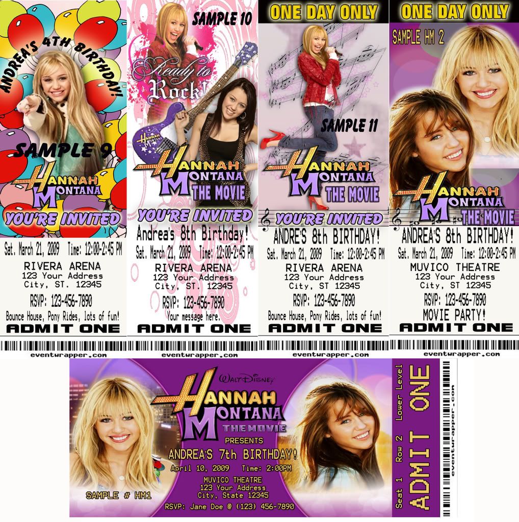 Hannah Montana Ticket Invitations Photo by eventwrapper Photobucket