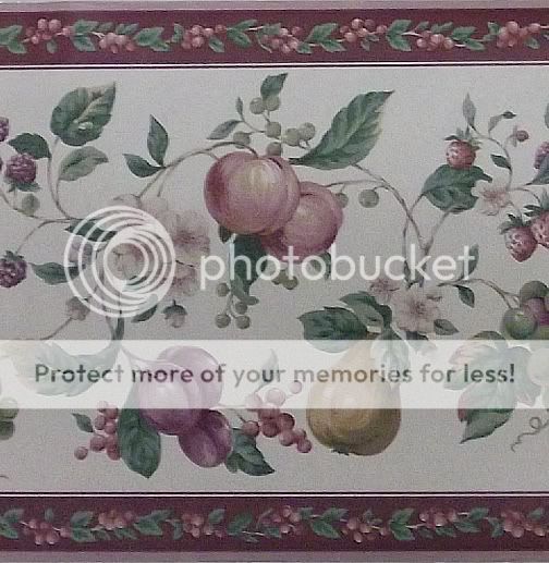 Fruit Wallpaper Border Pears Plums Grapes Vineyard Tan  