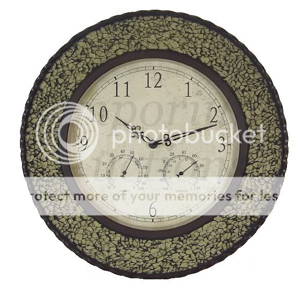 Wall Clock Mosaic Glass 3 in 1 Bronze Braided Rope Outdoor/Indoor 