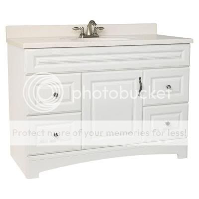   48Cabinet White Wood with Drawers Granite Black Top Bathroom Sink NEW