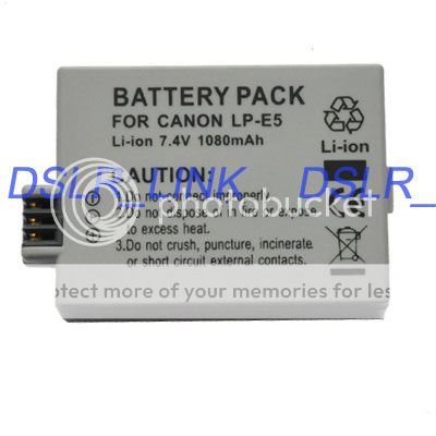 Battery for Canon LP E5 LPE5 Rebel XSi XS T1i 450D 500D